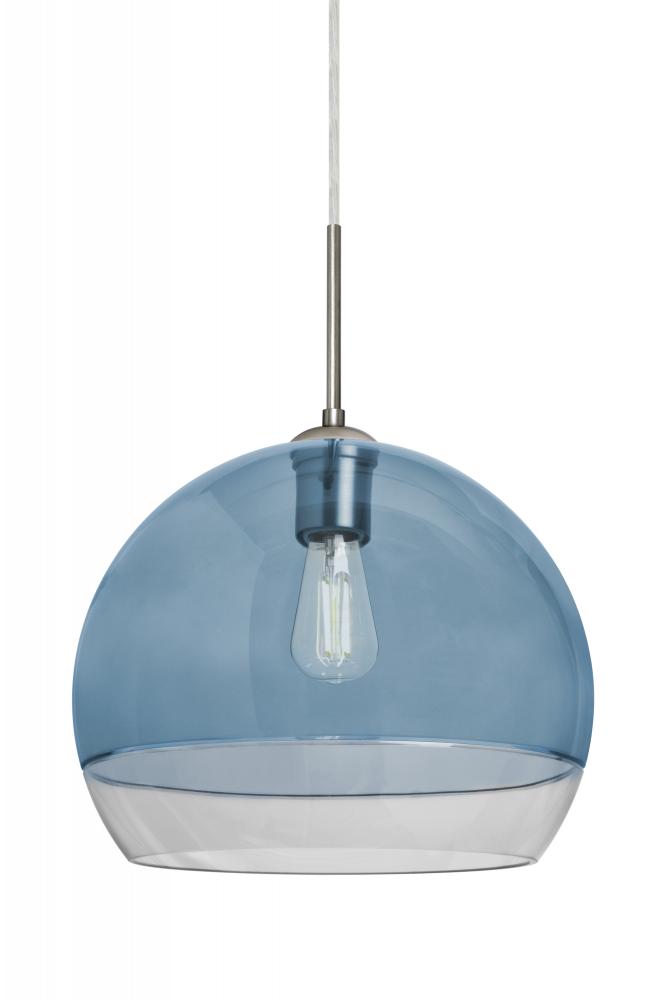 Besa, Ally 12 Cord Pendant For Multiport Canopy, Coral Blue/Clear, Satin Nickel Finis