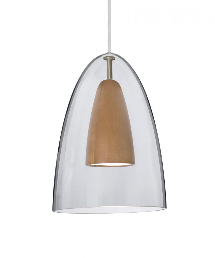 Besa, Dano Cord Pendant For Multiport Canopy, Clear/Medium, Satin Nickel Finish, 1x9W