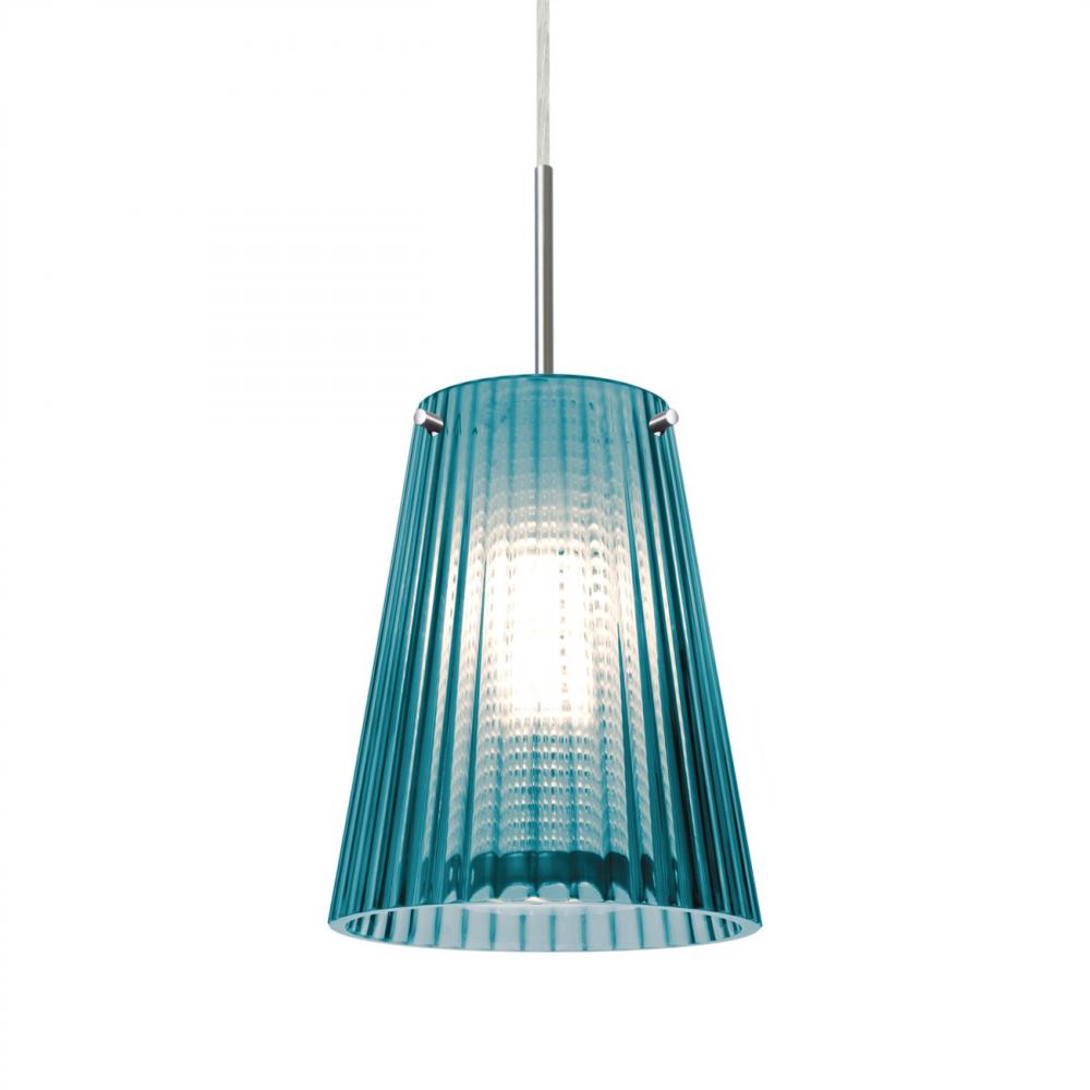 Besa Dion Pendant for Multiport Canopy, Blue Shade, Black Finish, 1x60W MAX E26 Base