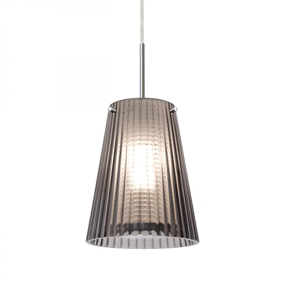 Besa Dion Pendant for Multiport Canopy, Smoke Shade, Black Finish, 1x60W MAX E26 Base