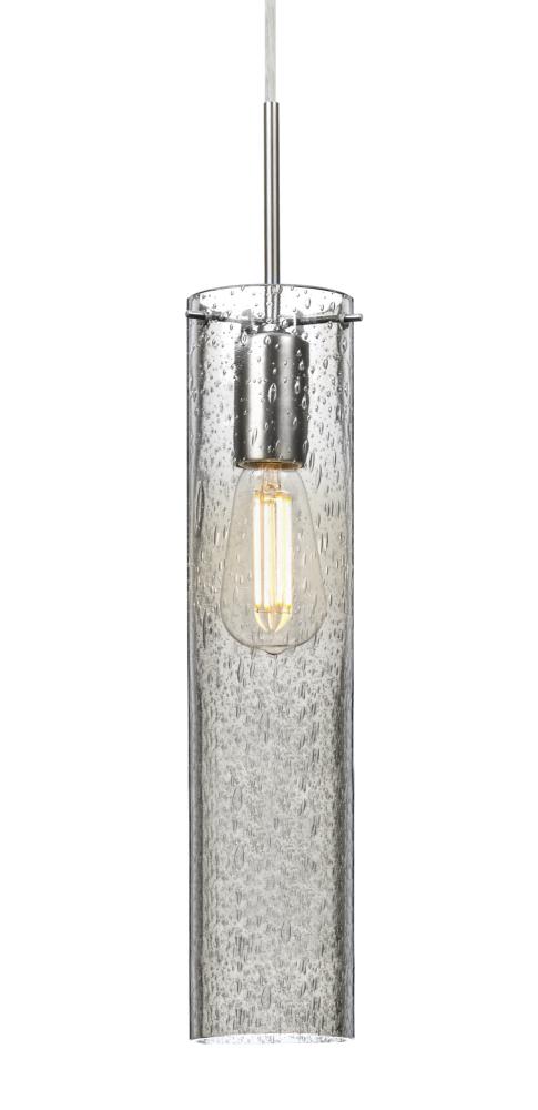 Besa, Juni 16 Pendant For Multiport Canopy, Clear Bubble, Satin Nickel, 1x4W LED Fila