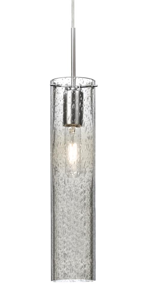 Besa, Juni 16 Pendant For Multiport Canopy, Clear Bubble, Satin Nickel, 1x60W Medium