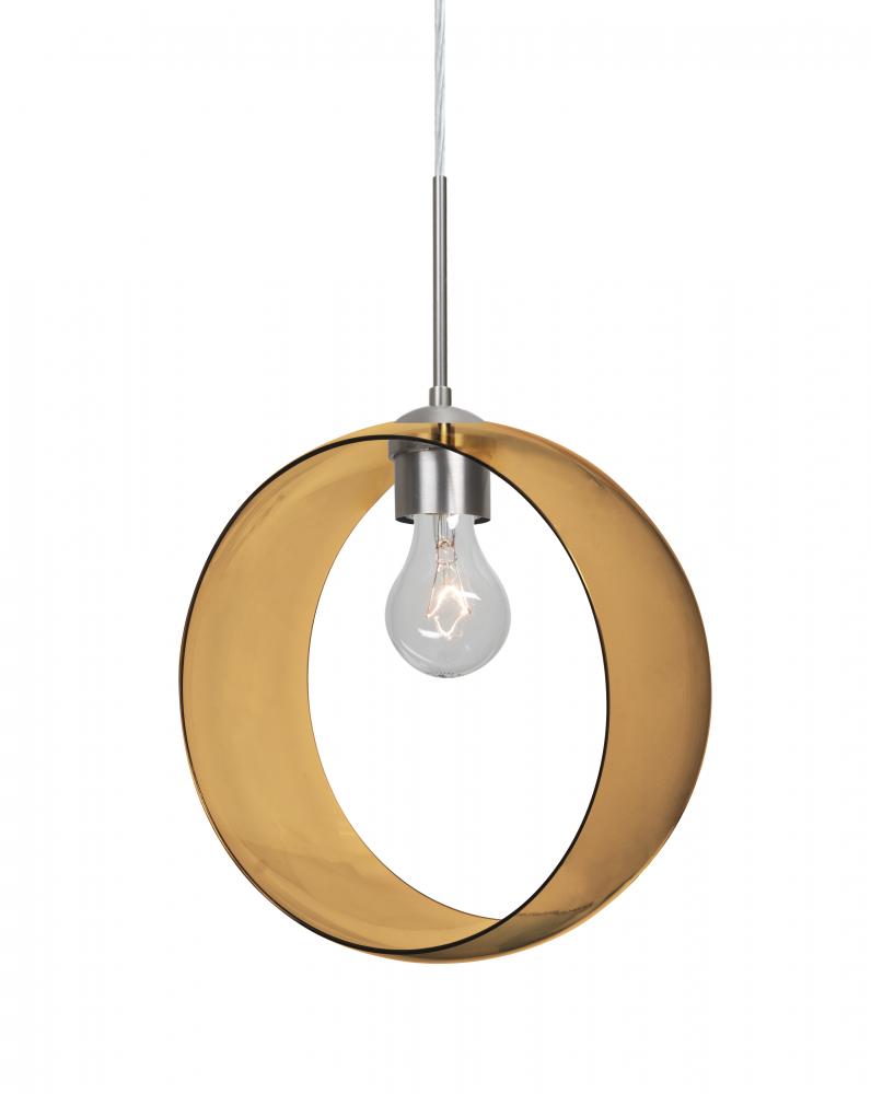 Besa, Plato Cord Pendant For Multiport Canopies, Amber, Satin Nickel Finish, 1x60W Me