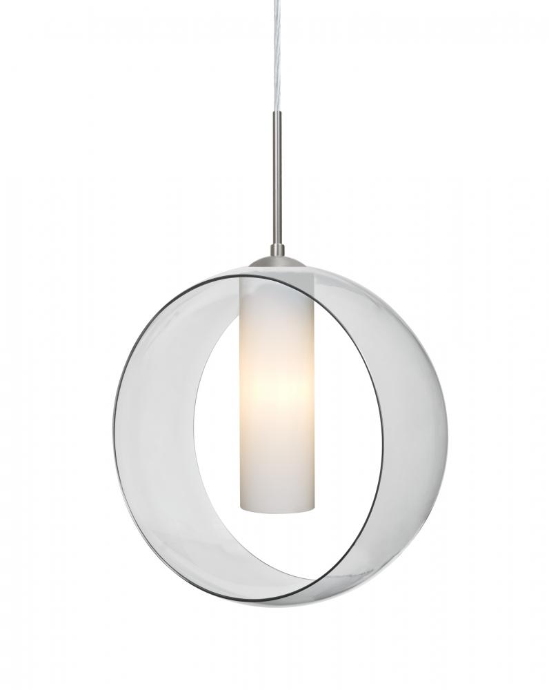 Besa, Plato Cord Pendant For Multiport Canopies, Clear/Opal, Satin Nickel Finish, 1x5