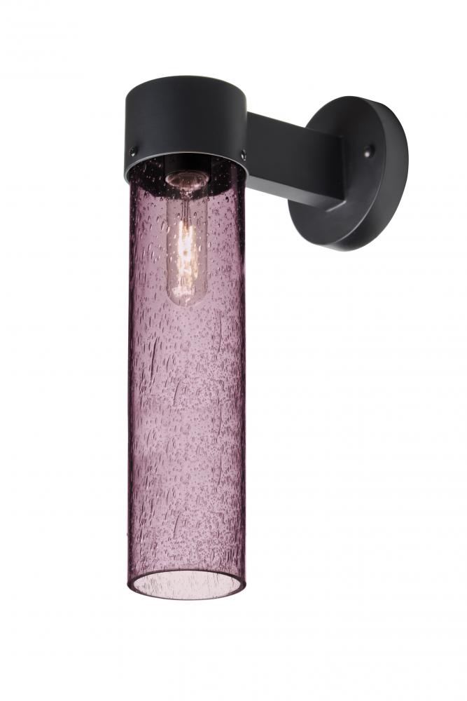 Besa, Juni 16 Outdoor Sconce, Plum Bubble, Black Finish, 1x60W Medium Base