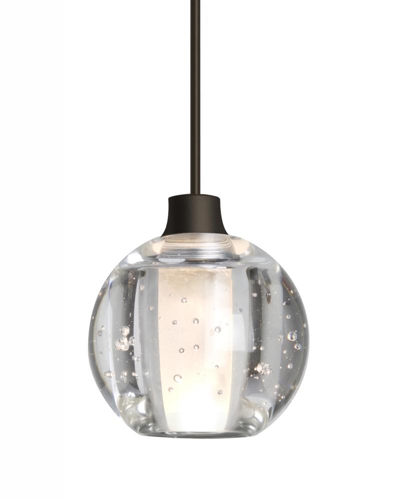 Besa, Boca 5 Cord Pendant, Clear Bubble, Bronze Finish, 1x35W Halogen