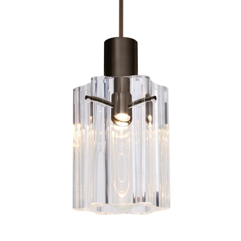 Besa Ice 4 Pendant for Multiport Canopy, Clear Glass, Bronze Finish, 1x35W MAX GY6.35 Base