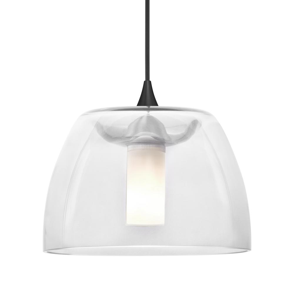 Besa Spur Pendant For Multiport Canopy, Clear, Black Finish, 1x3W LED