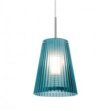 Besa Lighting 1JC-DIONBL-SN - Besa Dion Pendant, Blue Shade, Black Finish, 1x60W MAX E26 Base