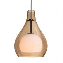 Besa Lighting 1JC-ELLE11CG-LED-BK - Besa, Elle 11 Cord Pendant, Cognac, Black Finish, 1x9W LED