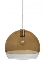 Besa Lighting 1JT-ALLY12AM-SN - Besa, Ally 12 Cord Pendant, Amber/Clear, Satin Nickel Finish, 1x60W Medium Base