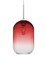 Besa Lighting 1JT-OMEGA12RD-SN - Besa, Omega 12 Cord Pendant,Red/Clear, Satin Nickel Finish, 1x60W Medium Base