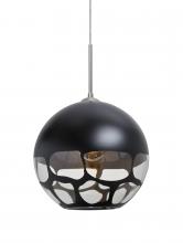 Besa Lighting 1JT-ROCKYBK-SN - Besa, Rocky Cord Pendant, Black, Satin Nickel Finish, 1x60W Medium Base