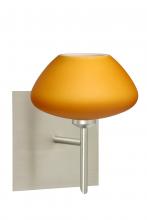 Besa Lighting 1SW-541080-SN-SQ - Besa Wall With SQ Canopy Peri Satin Nickel Amber Matte 1x40W G9