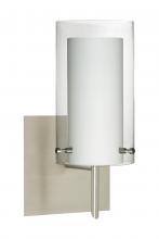 Besa Lighting 1SW-C44007-SN-SQ - Besa Pahu 4 Wall With SQ Canopy 1SW Clear/Opal Satin Nickel 1x40W G9