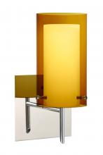 Besa Lighting 1SW-G44007-LED-CR-SQ - Besa Pahu 4 Wall With SQ Canopy 1SW Transparent Armagnac/Opal Chrome 1x5W LED