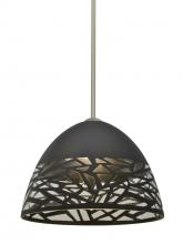 Besa Lighting 1TT-KIEVBK-LED-SN - Besa Kiev Stem Pendant, Black, Satin Nickel Finish, 1x9W LED