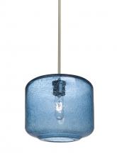 Besa Lighting 1TT-NILES10BL-SN - Besa Niles 10 Pendant, Blue Bubble, Satin Nickel Finish, 1x60W Medium Base T10