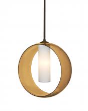 Besa Lighting 1TT-PLATOAM-LED-BR - Besa, Plato Stem Pendant, Amber/Opal, Bronze Finish, 1x5W LED