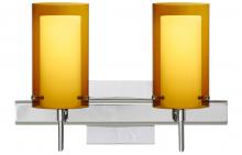 Besa Lighting 2SW-G44007-LED-CR-SQ - Besa Pahu 4 Wall With SQ Canopy 2SW Transparent Armagnac/Opal Chrome 2x5W LED