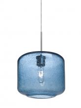 Besa Lighting J-NILES10BL-SN - Besa Niles 10 Pendant For Multiport Canopy, Blue Bubble, Satin Nickel Finish, 1x60W M