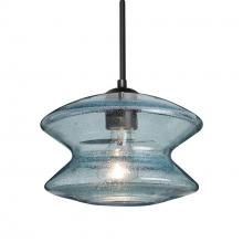 Besa Lighting J-ZENBL-BK - Besa, Zen Cord Pendant For Multiport Canopy, Blue Bubble, Black Finish, 1x60W MAX E26 Base