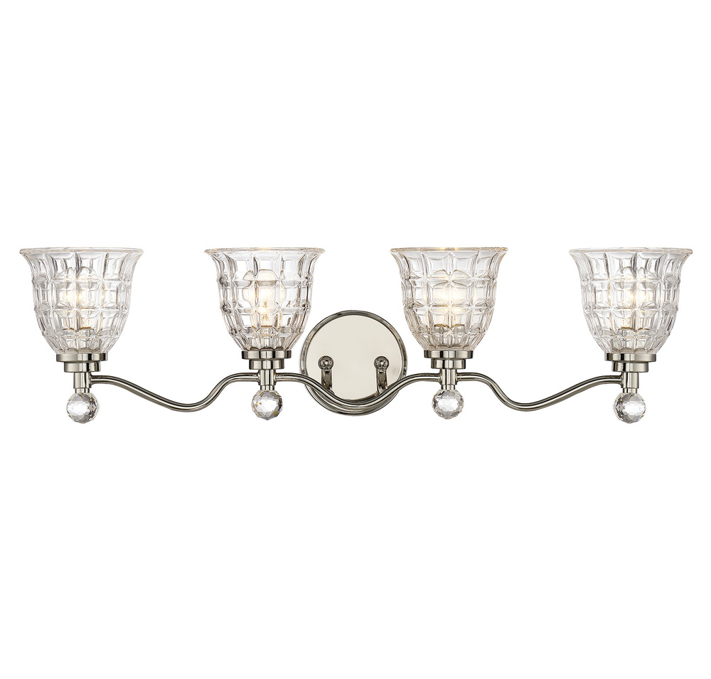 Birone 4-Light Bathroom Vanity Light in Polished Nickel