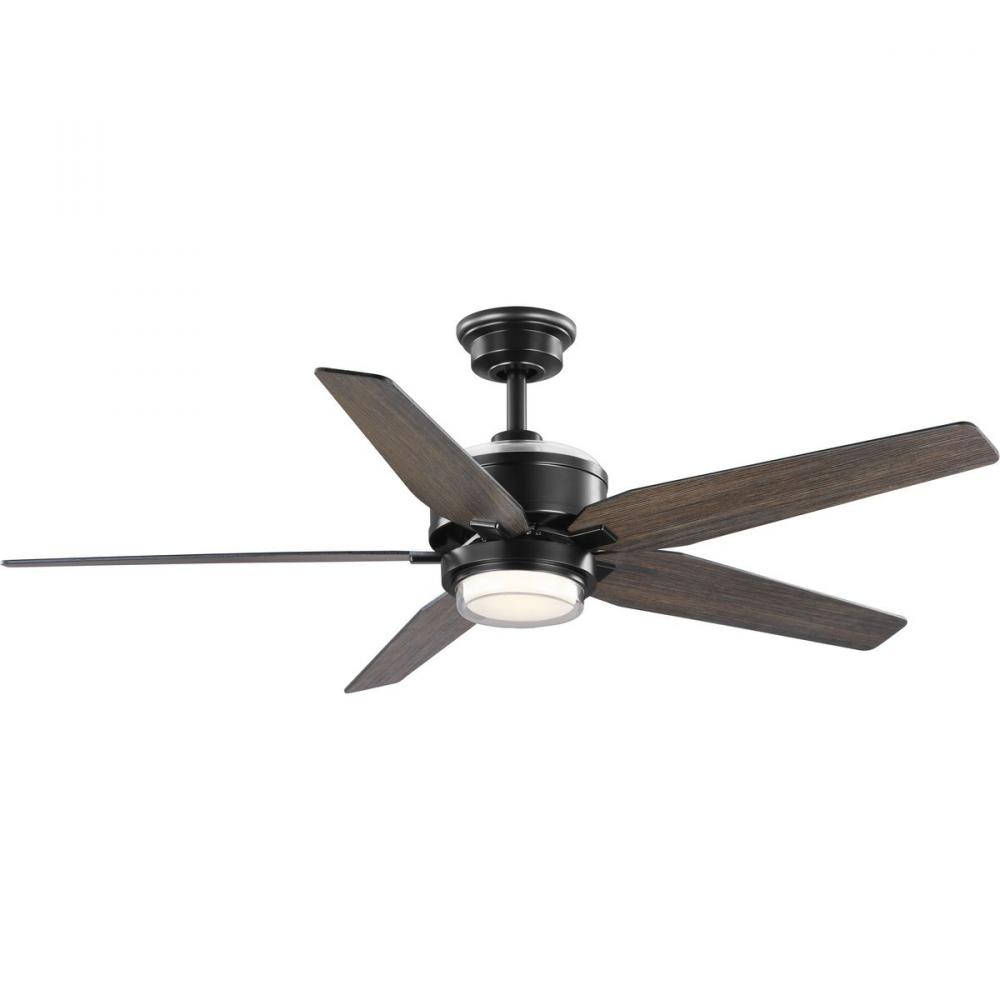 Byars 54" 5-Blade Integrated LED Indoor Matte Black Mid-Century Modern Ceiling Fan with Light Ki