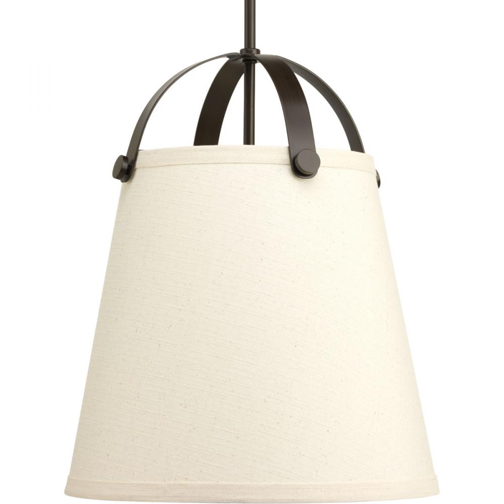 Galley Collection Two-Light Antique Bronze Linen Shade Coastal Pendant Light