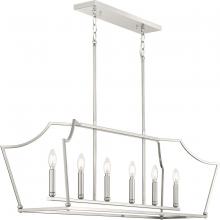 Progress P400300-009 - Parkhurst Collection Six-Light New Traditional Brushed Nickel Linear Island Chandelier Light