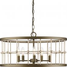 Progress P400320-161 - Lattimore Collection Five-Light Aged Brass Coastal Chandelier