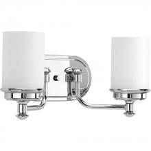 Progress P300013-015 - Glide Collection Two-Light Polished Chrome Etched Opal Glass Coastal Bath Vanity Light