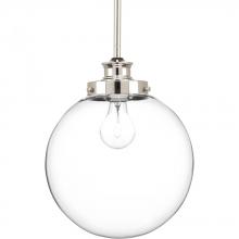 Progress P5070-104 - Penn Collection One-Light Polished Nickel Clear Glass Farmhouse Pendant Light