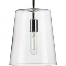 Progress P500241-104 - Clarion Collection One-Light Polished Nickel Clear Glass Transitional Pendant