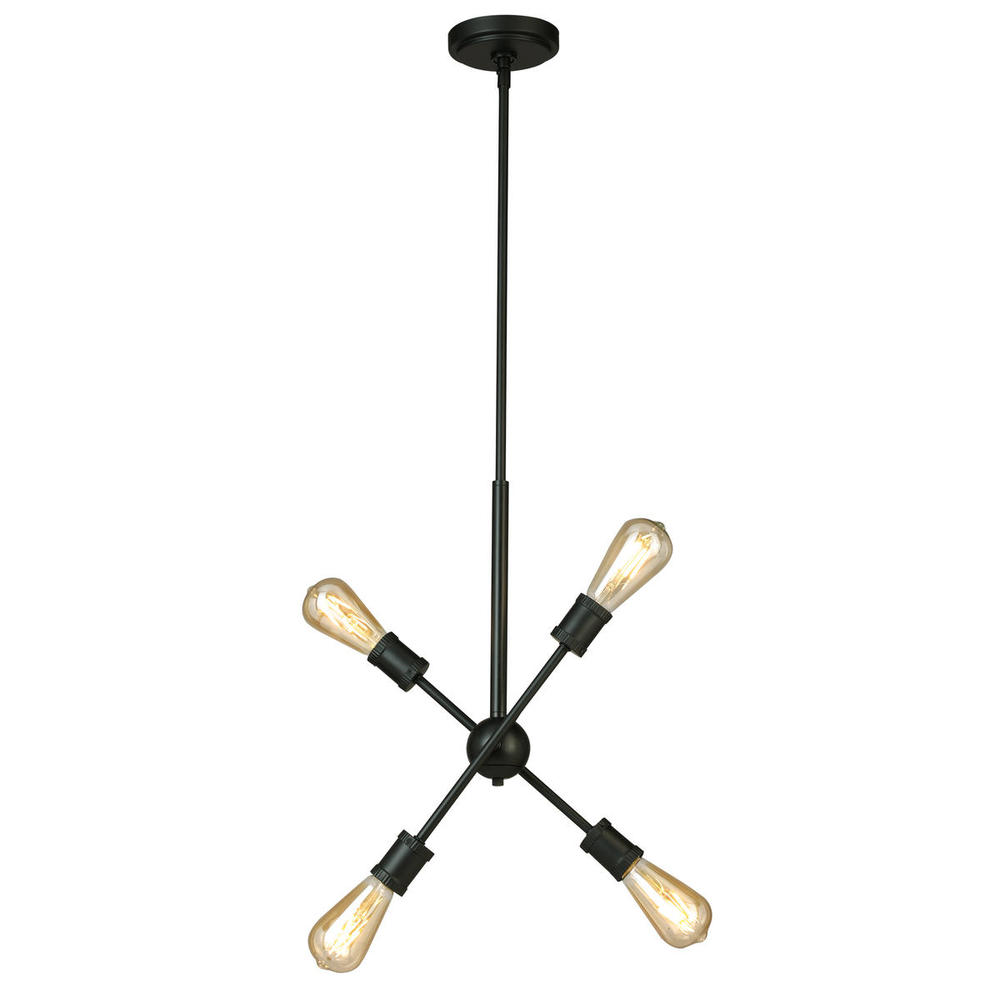 4x60W Open Bulb Pendant With Black Finish