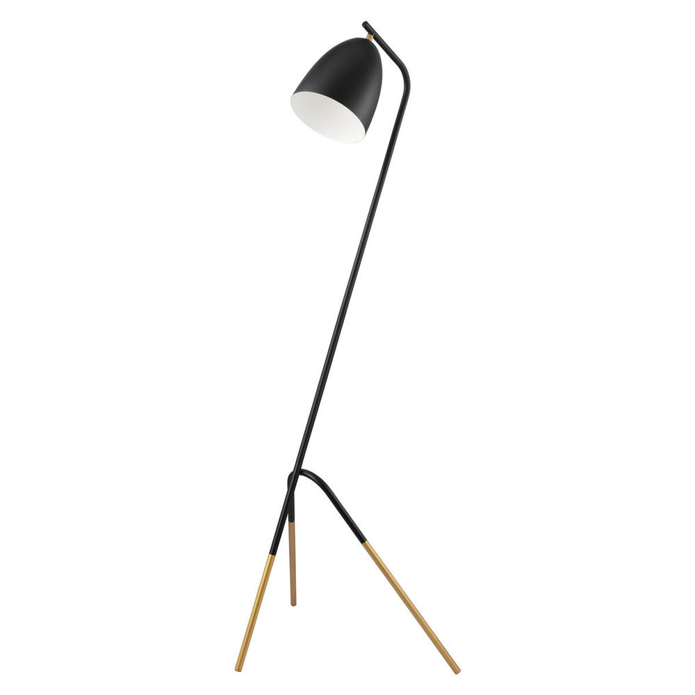 1 LT Floor Lamp w/ Black & Gold Finish & Black & White Metal Shade