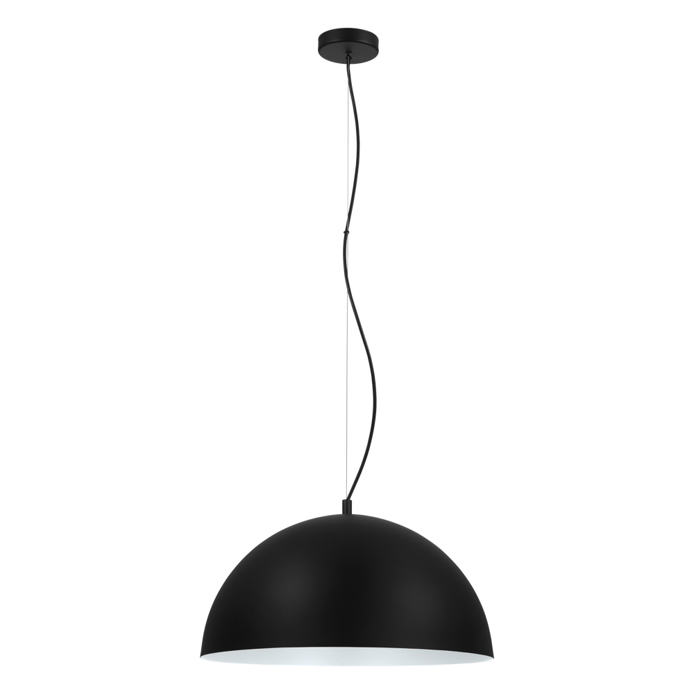 1 LT Pendant w/ Black Finish & Black & White Metal Shade