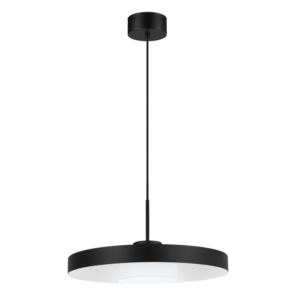 1 LT Integrated LED Pendant w/ Black Finish & Black & White Shade