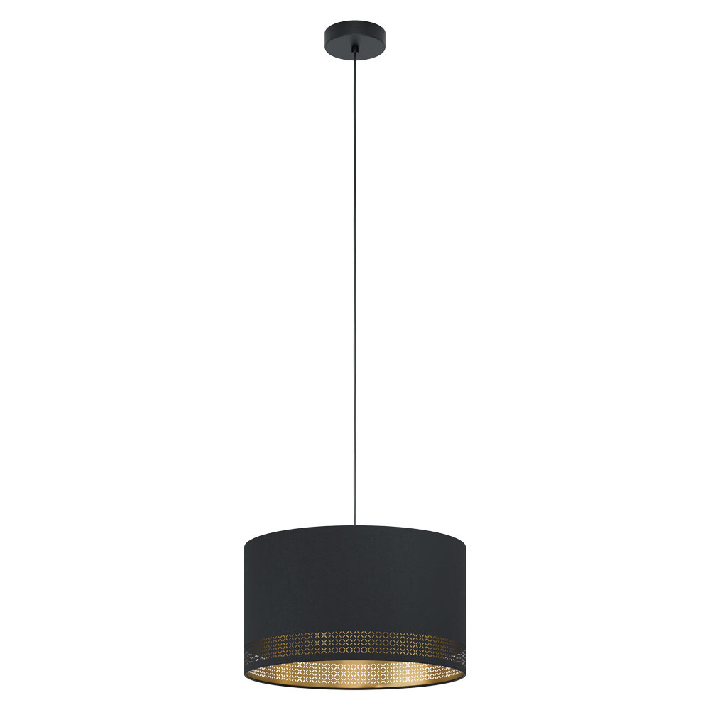 1 LT Pendant w/ a Black finish & Black Exterior & Gold Interior Shade