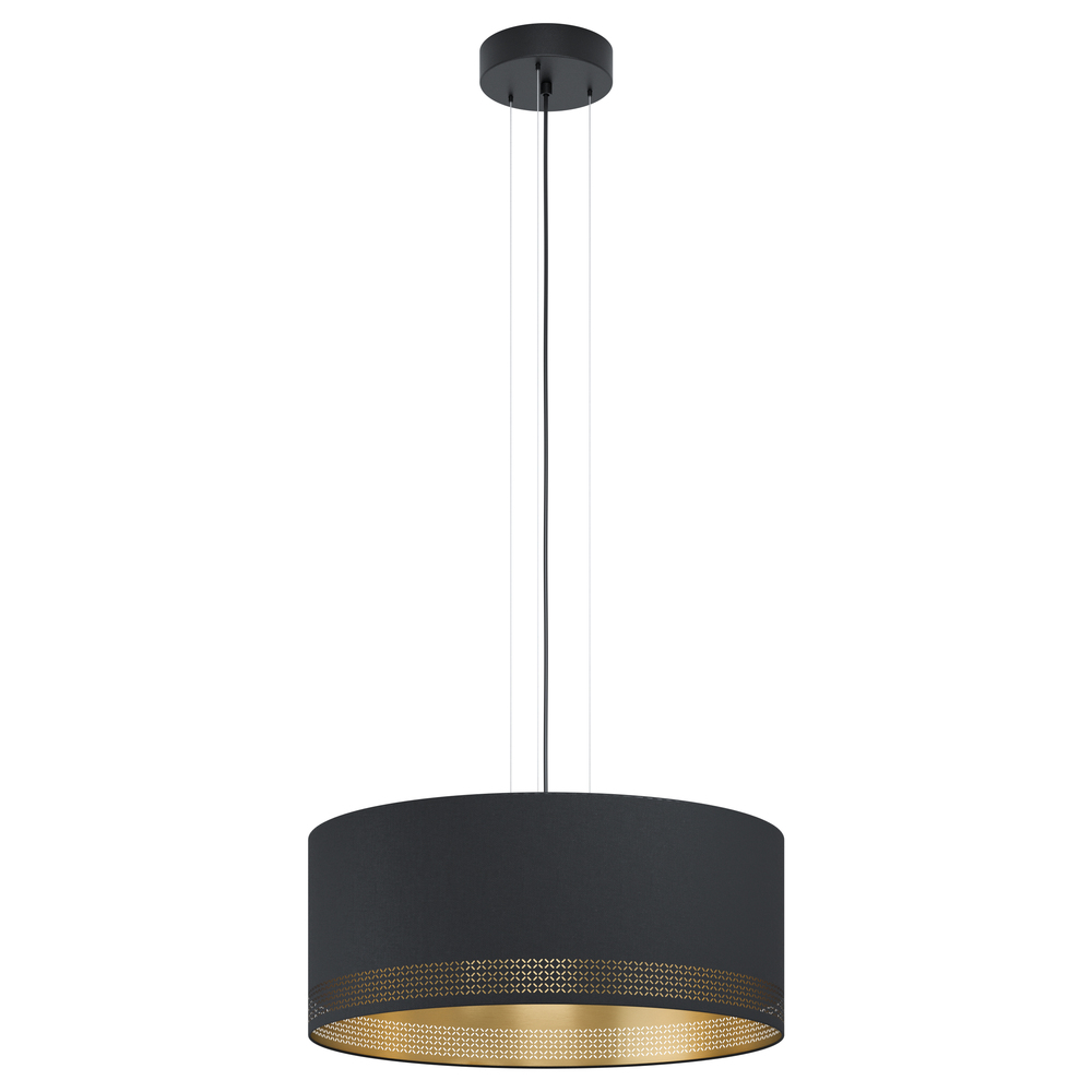3 LT Pendant w/ a Black Finish & Black Exterior & Gold Interior Shade