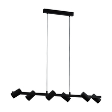 Eglo 204892A - 6 LT Pendant w/ a Black Finish & Black Cylinder Shaped Adjustable Shades