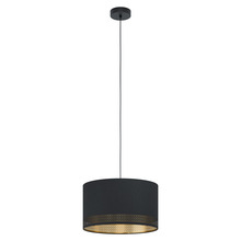 Eglo 99273A - 1 LT Pendant w/ a Black finish & Black Exterior & Gold Interior Shade