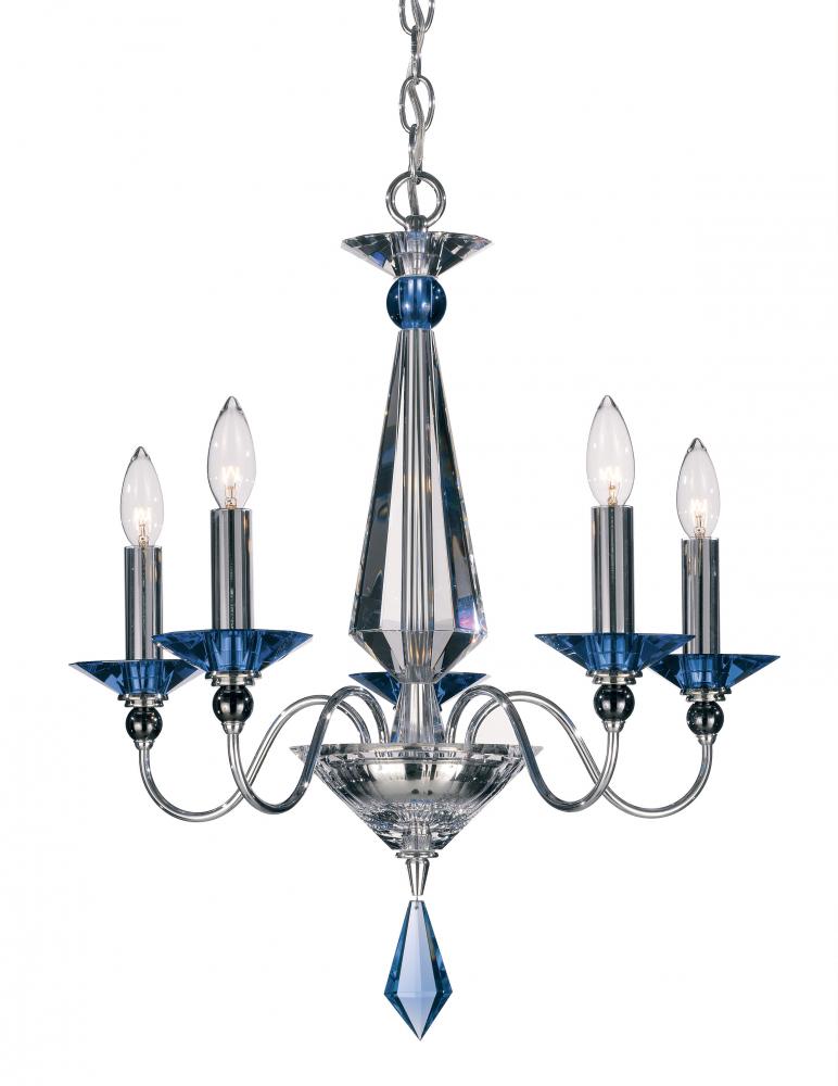 Jasmine 5 Light 120V Chandelier in Polished Silver with Optic Crystal