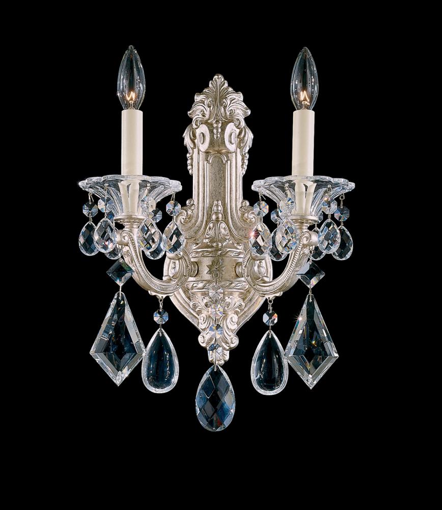 La Scala 2 Light 120V Wall Sconce in Heirloom Gold with Clear Crystals from Swarovski