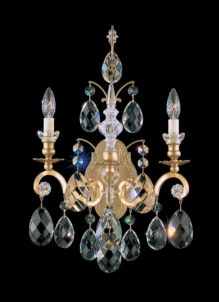 Renaissance 2 Light 120V Wall Sconce in Etruscan Gold with Heritage Handcut Crystal