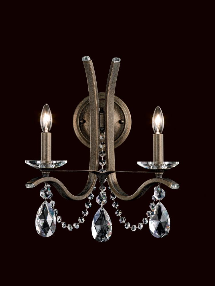 Vesca 2 Light 120V Wall Sconce in Etruscan Gold with Heritage Handcut Crystal