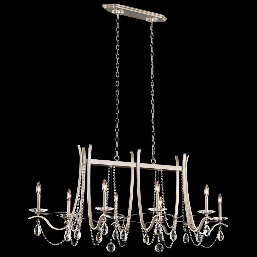 Vesca 8 Light 120V Chandelier in Antique Silver with Heritage Handcut Crystal