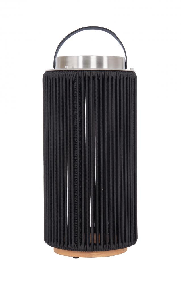 Sea Scape Solar LED Outdoor Rechargeable Table Lamp in Stainless Steel, Black Rope