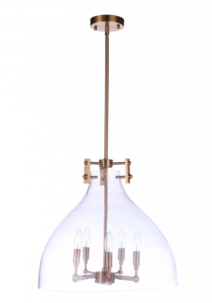 Chardonnay 5 Light Pendant in Satin Brass