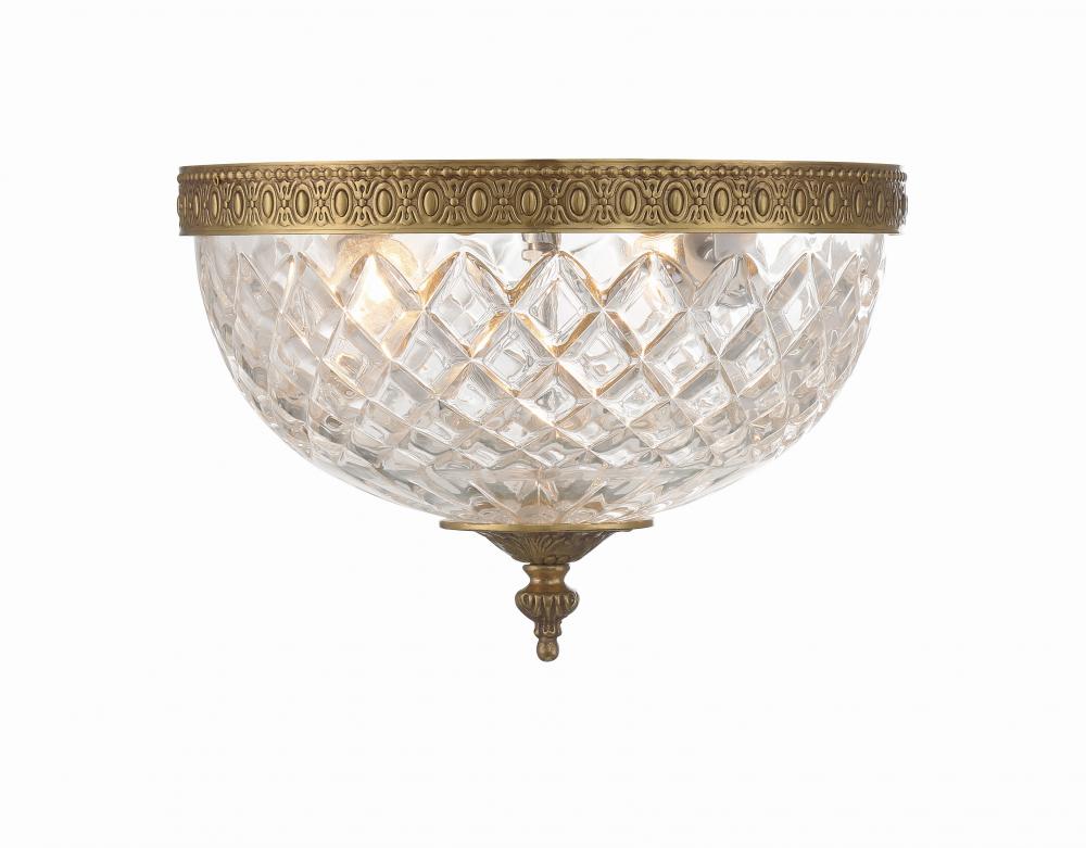 Crystorama 2 Light Olde Brass Crystal Flush Mount